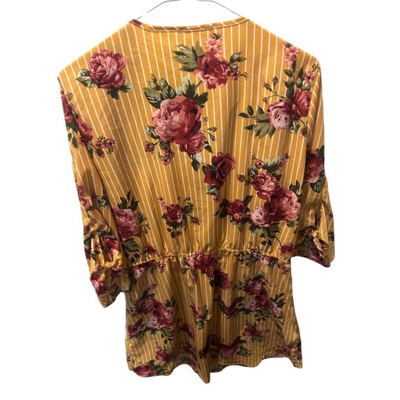 Stella Tweed Womens XL Goldenrod Yellow & Burgundy Pink Floral Dress - Picture 2 of 5